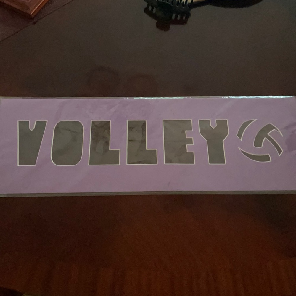 NWT Handmade Lavender Volleyball Photo Cut Out Wall Hanging.